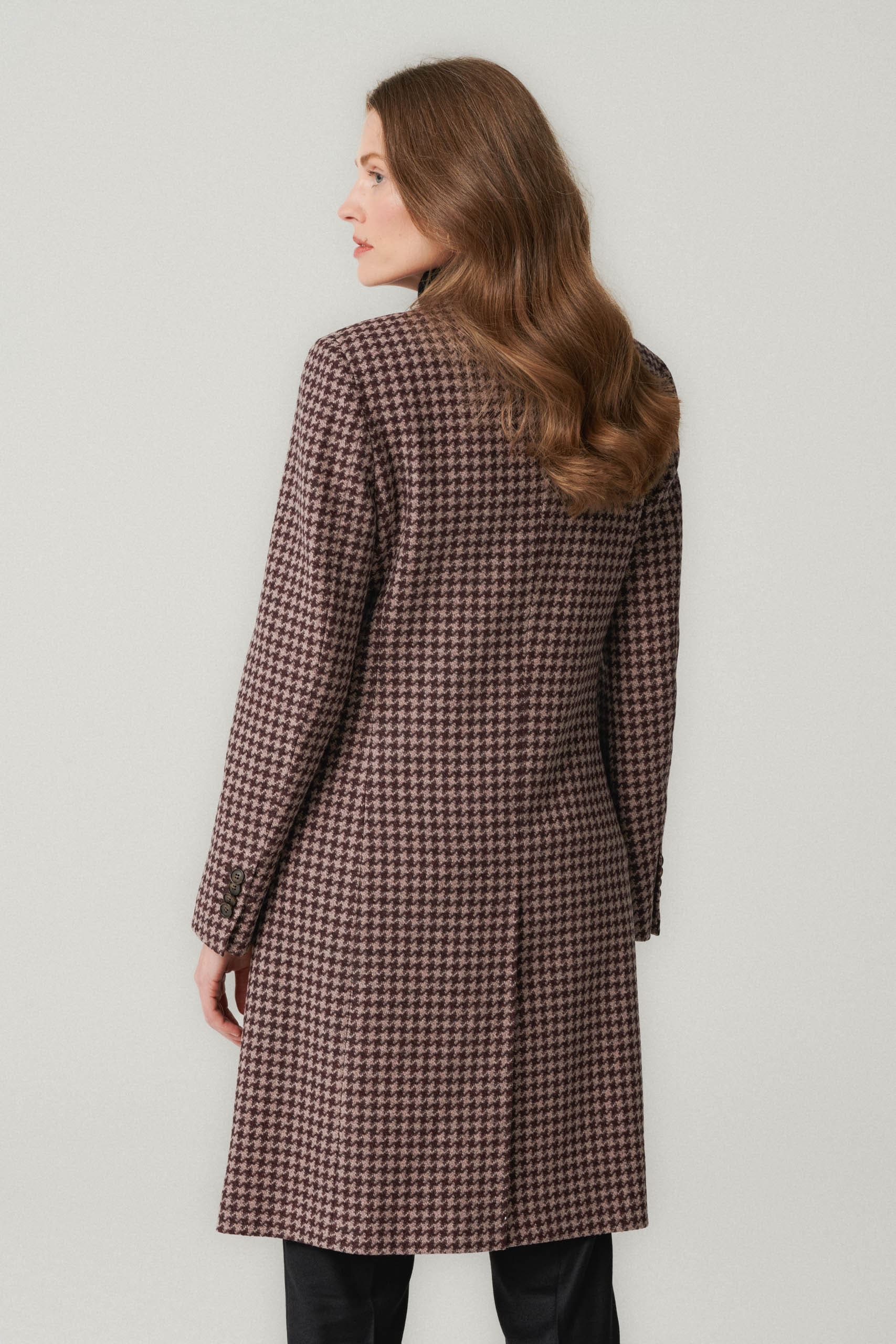 Women's houndstooth shop wool coat